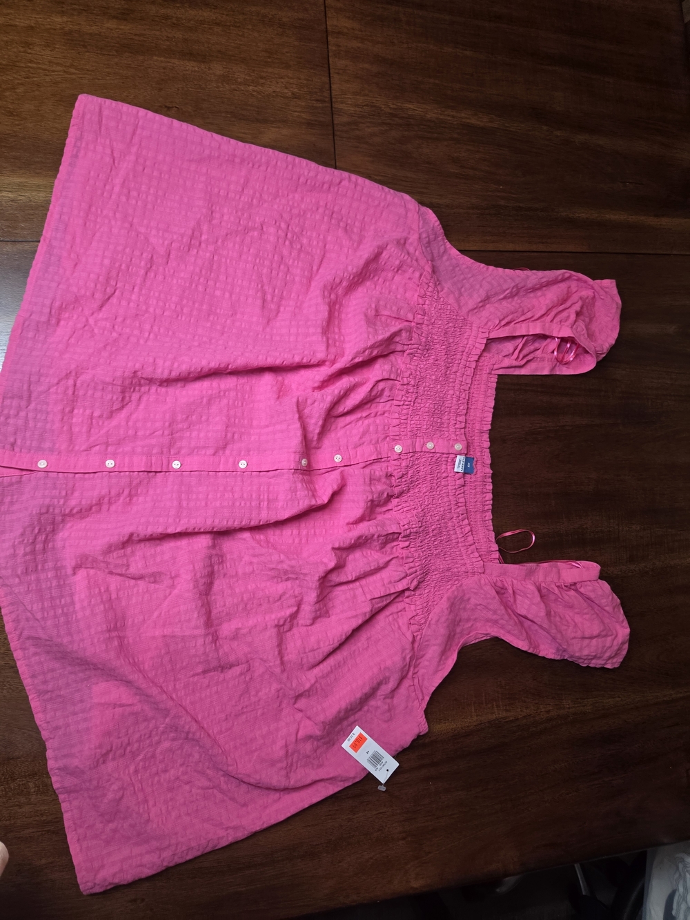 Old Navy Pink Smocked Sleeveless Button-Front Tank